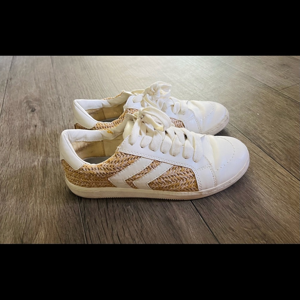White Lace-Up Sneakers with rope detailing